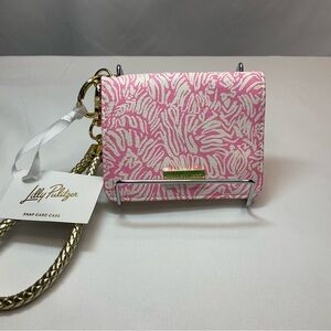 Lilly Pulitzer Pink and White Women's Wristlet Wallet ID Card Case NWT